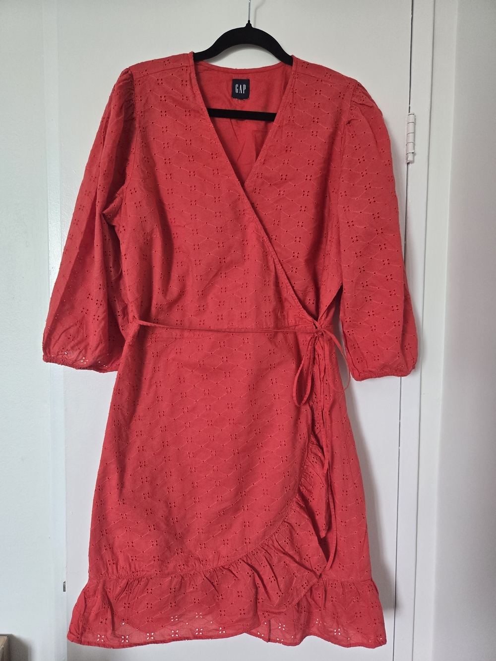 GAP Red Eyelet Wrap Dress